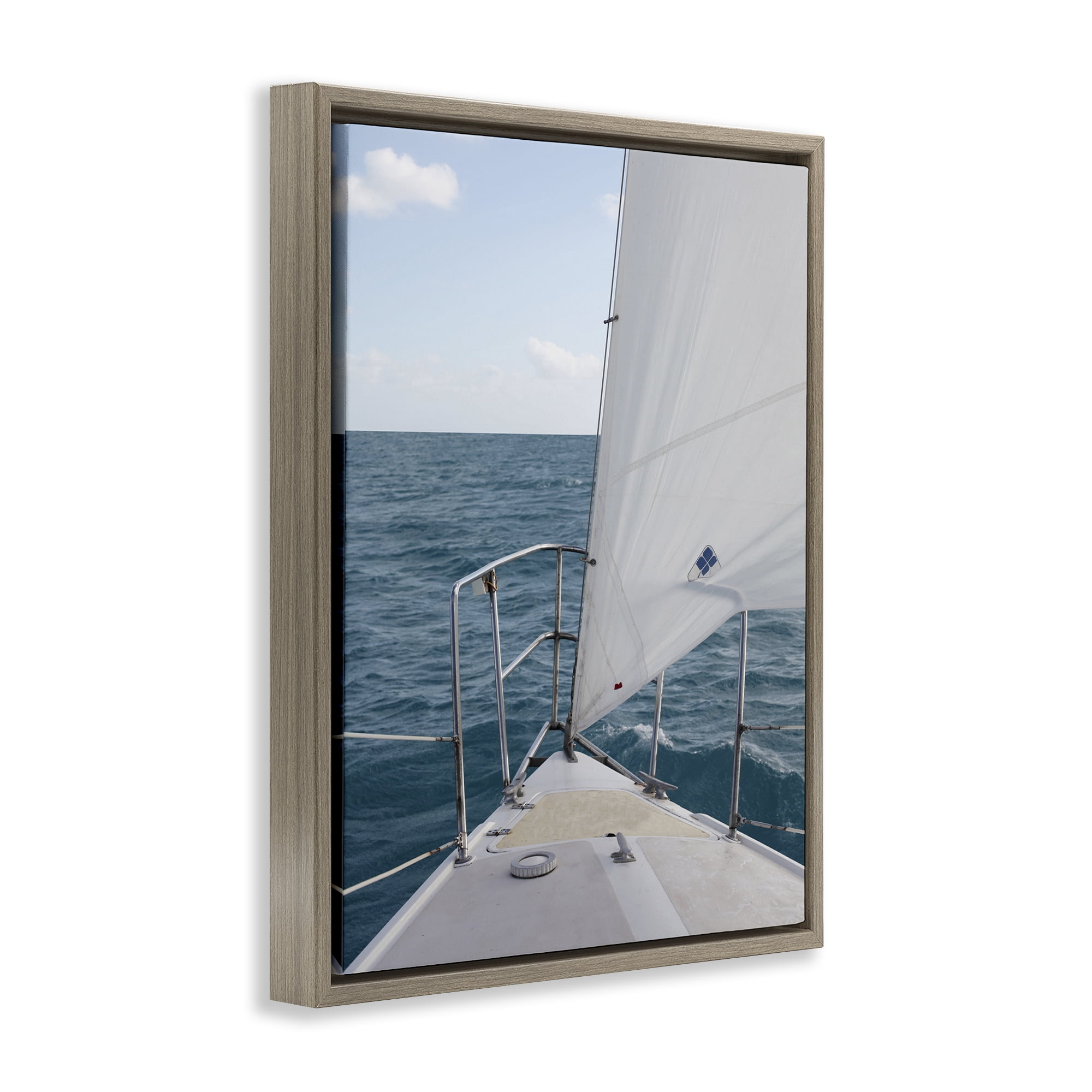 Stupell Industries Ship Bow View Nautical & Beach Photography Brown Floater Framed Canvas Art Print Wall Art, 25 x 31