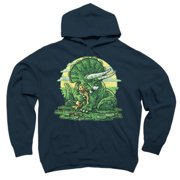 Triceratops Dinosaur Hugging Pet Dog Navy Blue Graphic Pullover Hoodie - Design By Humans XL