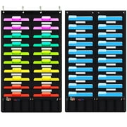 Uptyia Wall File Organizer Hanging File Holder with Labels and Pockets Office File Holder over the Door with Hanger