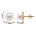 thumbnail image 4 of Rosec Jewels Real Freshwater Pearl Floral Stud Earrings with Diamond Halo - AAA Quality, 18K Yellow Gold, 4 of 6