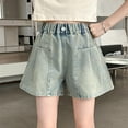 thumbnail image 4 of XIYNBAOK Golf Shorts Kids Basketball Shorts Denim Shorts Girls Size 10-12 Clothes Warmer Baggy Cargo Shorts Cute Clothes for Girls 9-10 Girls Black, Light Blue 10-11 Years, 4 of 7