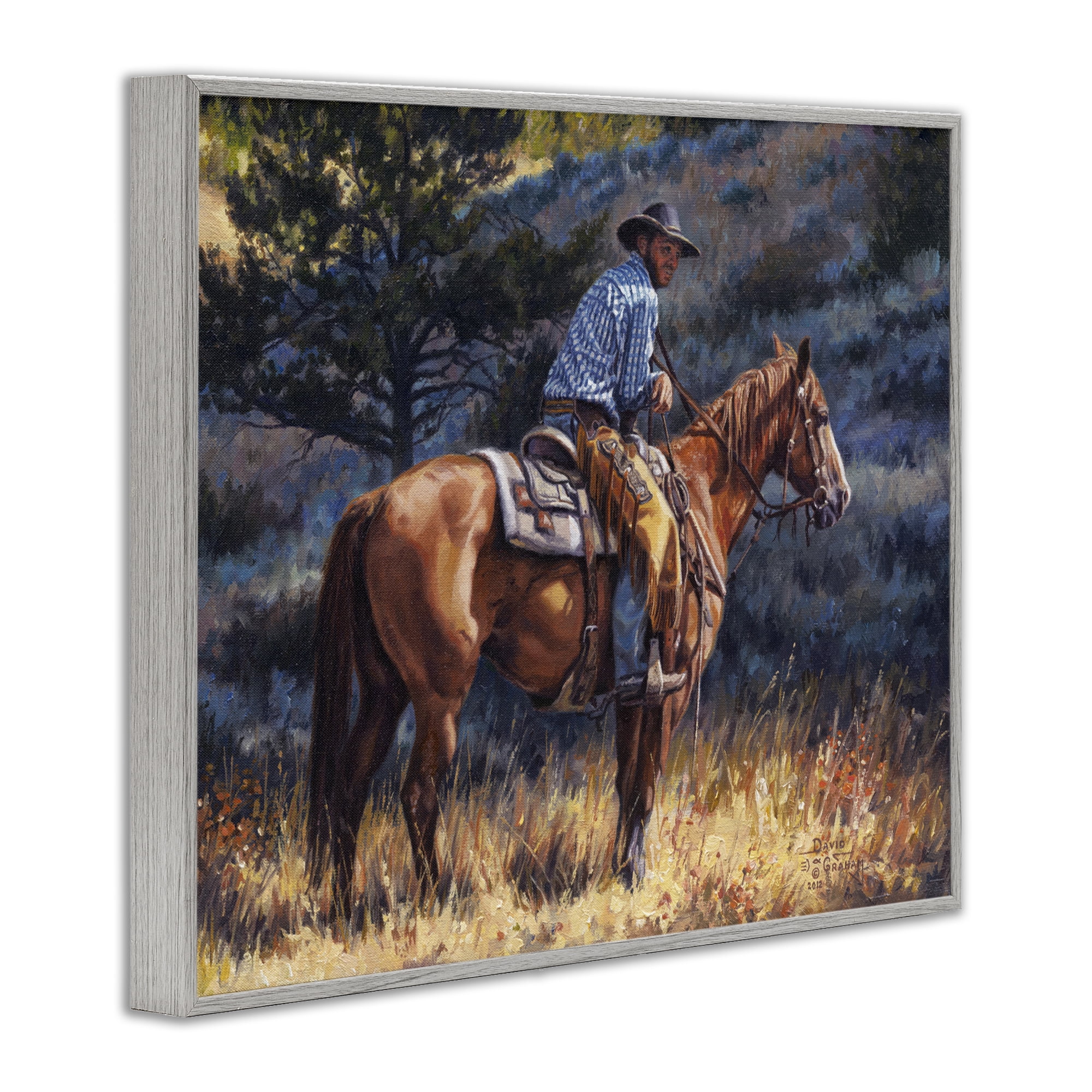 Stupell Industries Early Start Cowboy Animals & Insects Painting Gray Framed Art Print Wall Art, 14 x 11