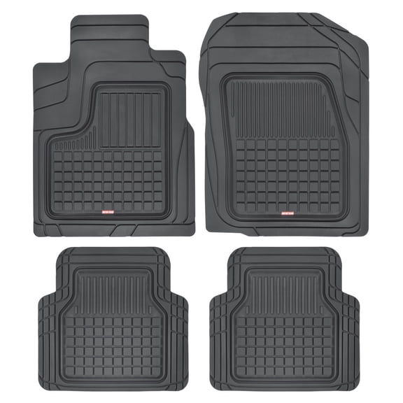 BDK Performance Plus Rubber Car Floor Mats - Heavy Duty Semi-Custom Fit (Black) - All Weather Protection Mat