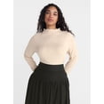 thumbnail image 2 of Scenario Women's Rib Mock Neck Top with Long Sleeves, Sizes XS-XXXL, 2 of 6