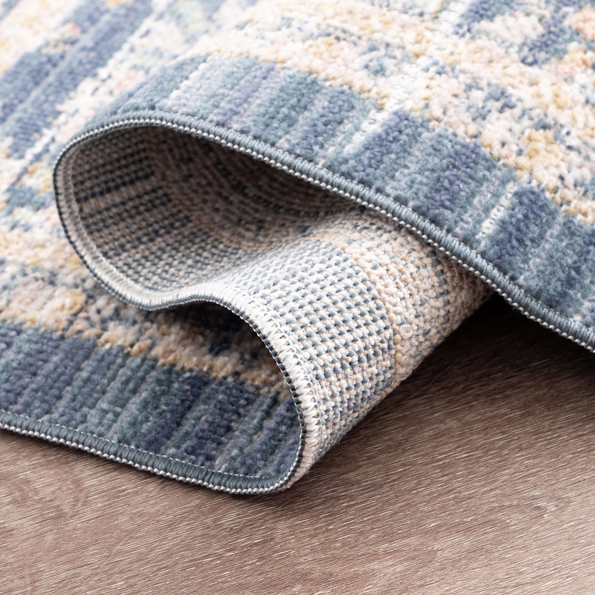 Crestwood Traditional Oriental 2'3'' x 7'7'' Navy and Aqua Polyester Indoor Runner Rug, 2'3'' x 7'7''