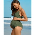 thumbnail image 6 of Attraco Maternity One Piece Swimsuits Ruffle Ribbed Bathing Suits Strappy Monokini V Neck, 6 of 7