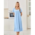 thumbnail image 2 of Ekouaer Cotton Long Nightgowns for Women Short Sleeve Night Gown Button House Dress Lace Trim Sleep Shirt Soft Nightshirt, 2 of 6