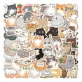 thumbnail image 2 of Flmtop 60Pcs Cat Sticker Cartoon Pattern Waterproof Adorable Decorative Water Bottle Laptop Skateboard Cat Sticker Reward Gift, 2 of 11