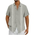 thumbnail image 2 of Zylanna Men's Hawaiian Shirts, Turndown Collar Casual Short Sleeve Quickly Dry Summer Beach Button Down Shirts Gray Size M, 2 of 5