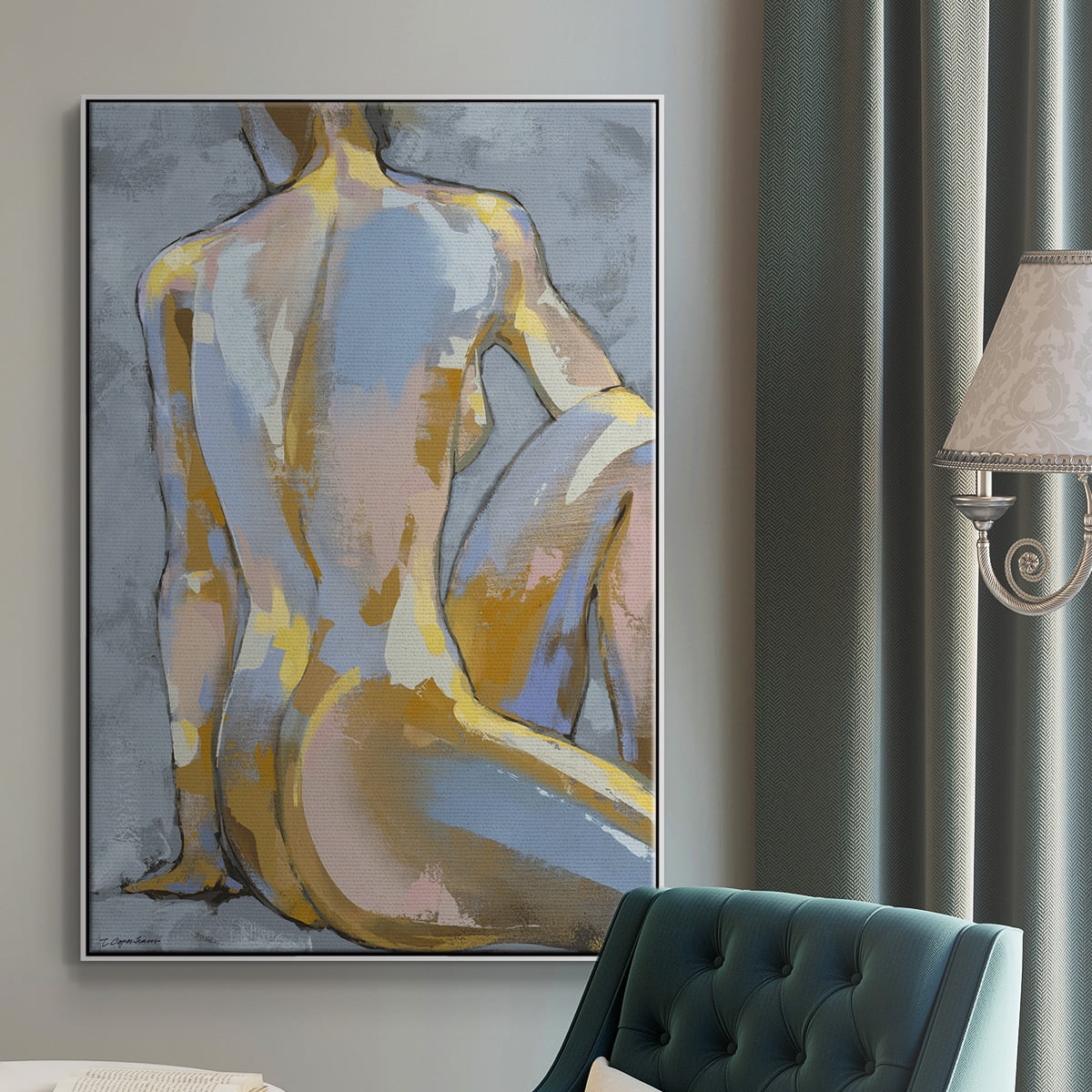 Grey Maiden II Framed Premium Gallery Wrapped Canvas - Ready to Hang - 17 x 25 - White Floating Frame
