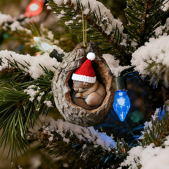 Taicans ‌forest Animal Christmas Ornament - Handmade Wood Squirrel/Horse Decorations,Holiday Tree Decor,Winter Wonderland Gift,Rustic Holiday Decorations,Christmas Tree Ornaments,Xmas Decorations‌