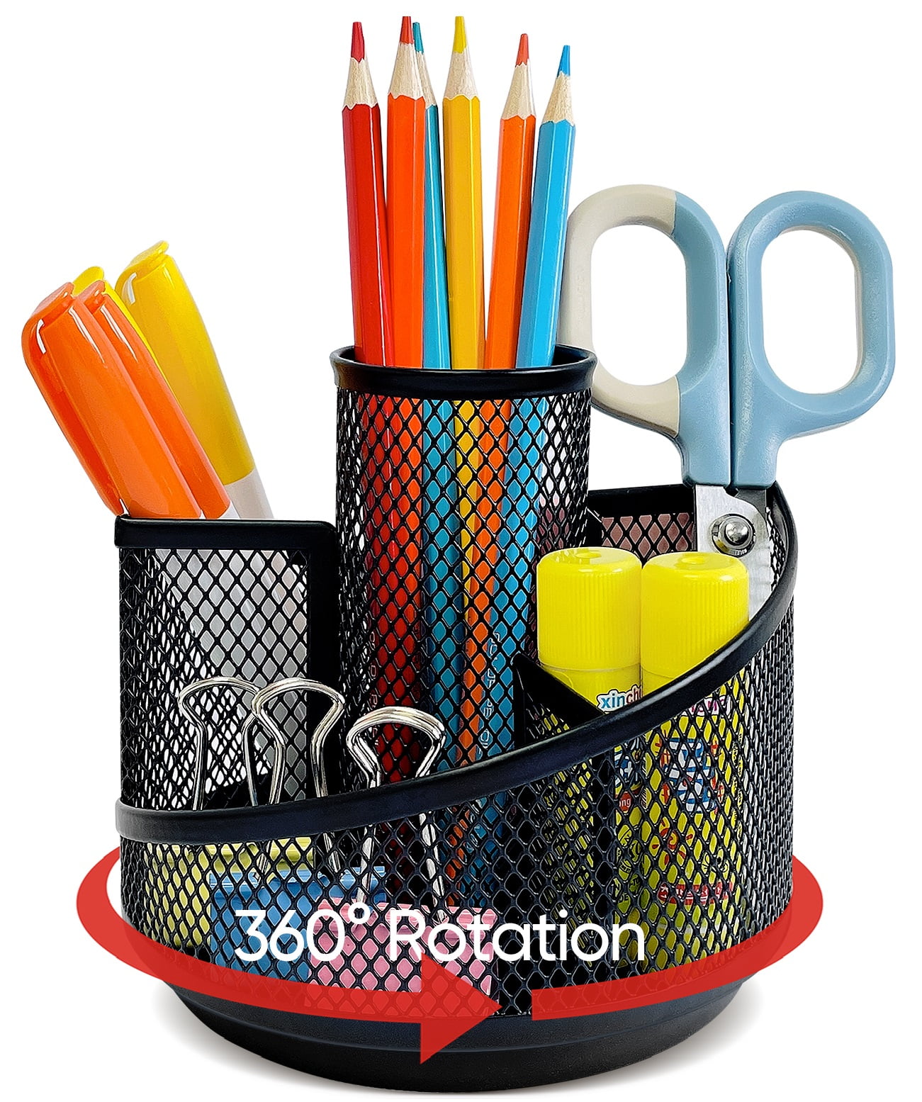 WQFSTORE Mesh Desktop Organizer Office Supplies, Pen Holder with 360