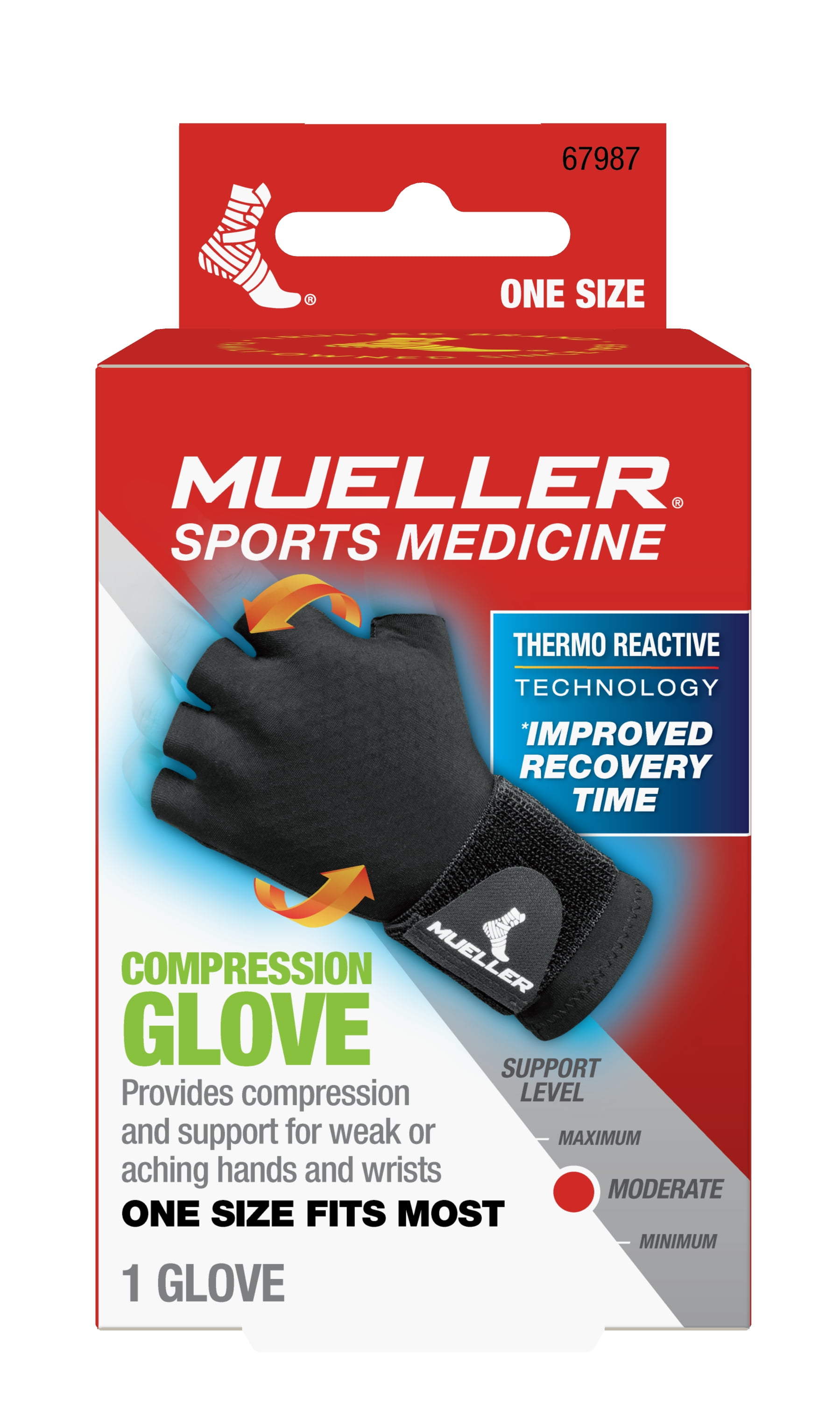 Mueller Reversible Compression Glove, Black, One Size Fits Most