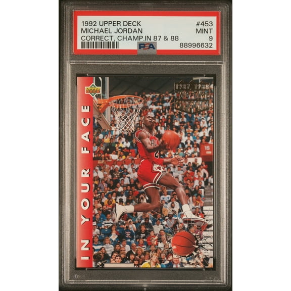 Michael Jordan 1992 Upper Deck Champ 1987 & 1988 Card #453 Graded PSA 9