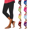 thumbnail image 4 of Minjewel Women's Casual Stretch Cropped Capri Leggings with Lace Stitching and Cutout Design,Comfortable Fit for Daily Wear,Purple,S, 4 of 8