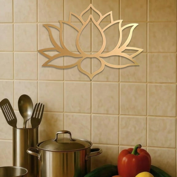 Lotus Metal Wall Art Decor - Vintage Boho Floral Wrought Iron Wall Hanging for Indoor & Outdoor Halloween Decorations Christmas Home Accents Farmhouse Chic Living Room Bedroom Office Bathroom