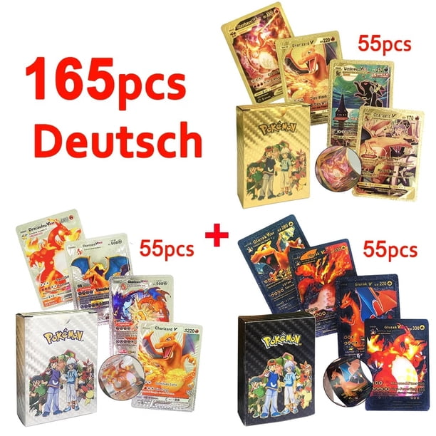 Tarjeta colorida de Pokémon VMAX Charizard Pikachu Arceus, tarjetas de colección de batalla GX, oro, negro, plata, inglés, francés, alemán, español