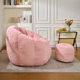 thumbnail image 5 of Giant Pink Faux Fur Bean Bag Chair Oversized Shell-Shaped Floor Sofa for Gaming and Reading, 5 of 6