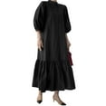 thumbnail image 4 of ZANZEA Women Stand Collar Puff Sleeve Button Down Ruffled Dress, 4 of 4