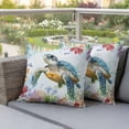 thumbnail image 4 of Outdoor Pillow Covers Pack of 2, Sea ​​turtle Ocean Coral Starfish Shell Waterproof Throw Pillowcase Cushion Cases, Summer Blue Ocean Decorative Pillow Cover for Couch Sofa Home Bed Patio, 4 of 9