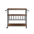 thumbnail image 2 of Linon Austin Rustic Wine Cart with Bottle and Glass Storage Metal Frame in Black, 2 of 14