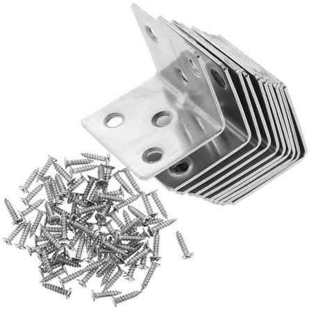 Worgeous 10pcs L Brackets Corner Bracket With Screws L Shape 6 Holes Corner Brace For Wood Right Angle Brackets Wide 90 Degree Bracket For Wooden Frame Furniture