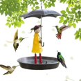 thumbnail image 5 of Outdoor Hanging Bird Feeder Set with Metal Chain and Umbrella Girl Shape, Feeder with Brush, 5 of 5