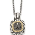 thumbnail image 1 of 14K/Silver Two-Tone Sterling Silver With 14K Black Diamond Necklace (18 X 18) Made In Thailand qtc1097, 1 of 6