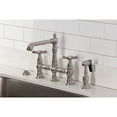 thumbnail image 2 of Kingston Brass KS7278BEXBS Essex Two-Handle 4-Hole Deck Mount Bridge Kitchen Faucet with Brass Side Sprayer in Brushed Nickel, 2 of 8