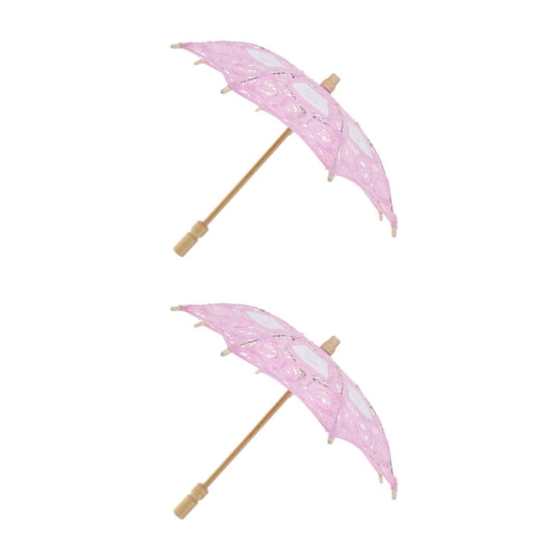 Sombrilla de encaje de algodón Yuarrent Mini boda nupcial flor Rosa 19 cm 2Conjunto