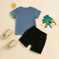 thumbnail image 3 of Infant Boys Outfits Letter Print Short Sleeved T-Shirt and Shorts Child 2Pc Clothes Set, 3 of 7