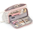 thumbnail image 1 of Grande Capacité Pochette de Rangement en Toile Colorée Porte-Stylo Trousse Simple pour Papeterie pour Collège Lycée Bureau Étudiant Fille Femme Adulte Adolescent Cadeau Carreaux Blancs, 1 of 8