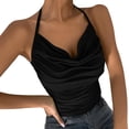 thumbnail image 1 of Mujeres Negro Tank Top Tops de verano para mujer, camisas sexis con cuello y tirantes finos, blusa informal con tirantes para el hombro, camisetas sin mangas ajustadas (Black, XL), 1 of 7