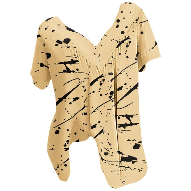 Blusas de Manga Corta para las Mujeres con Cuello en V Impreso Suéter Casual Top, Blusas para las Mujeres Casual