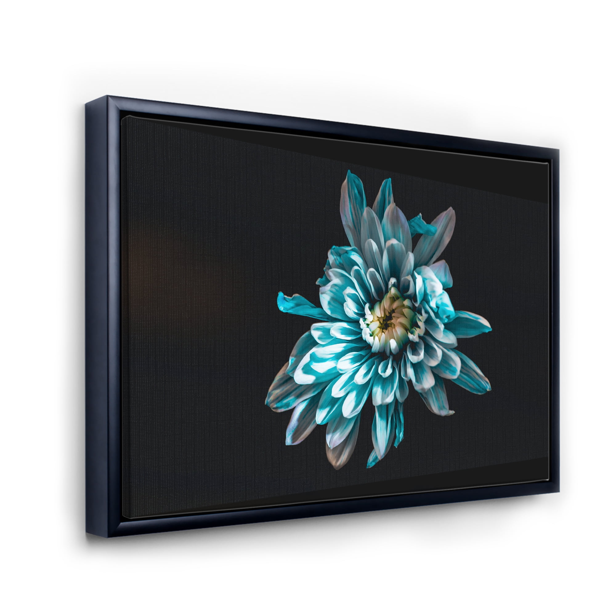 Designart 'Top View of White and Blue Flower' Traditional Framed Canvas Wall Art Print