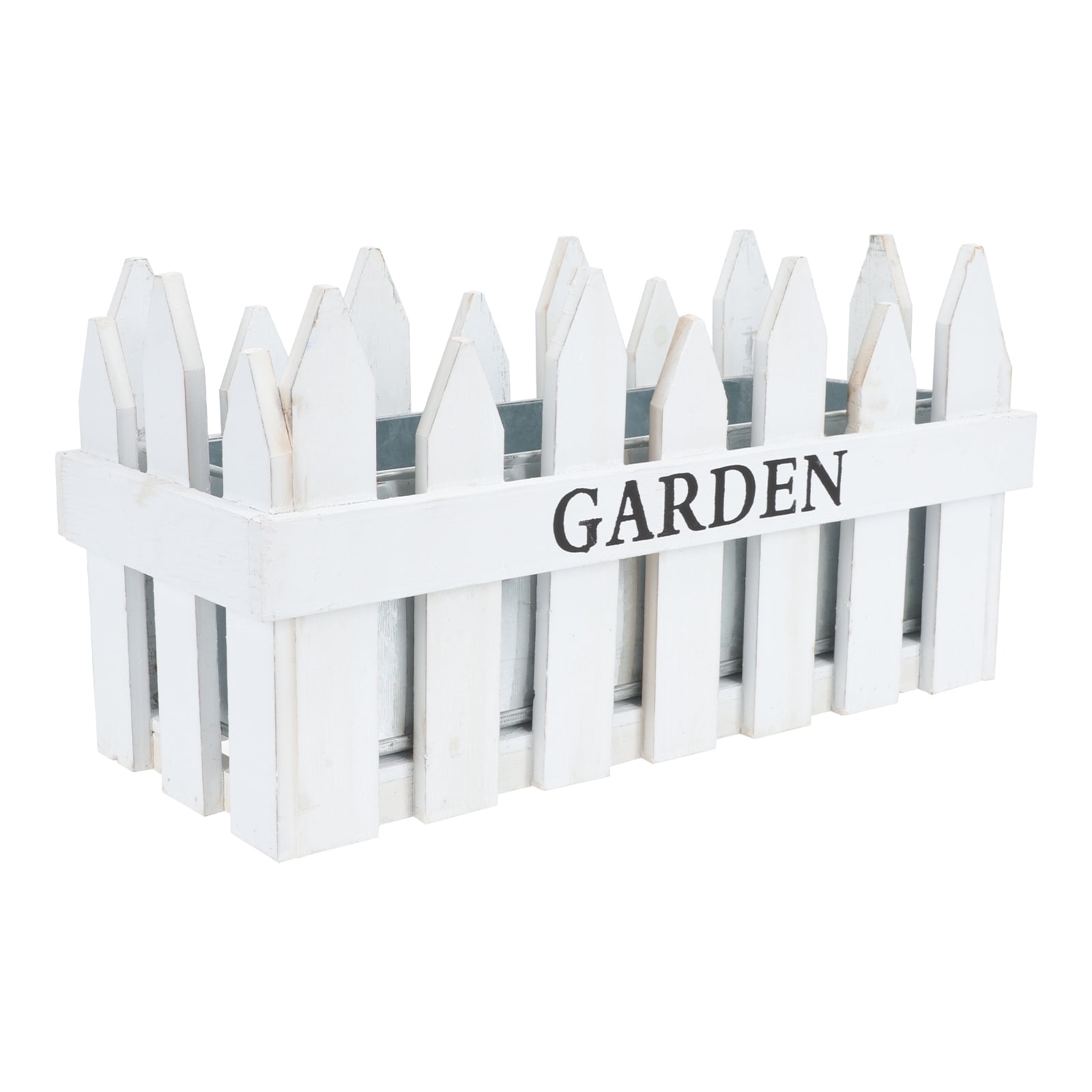 Picket Fence Flower Pot Wooden Fence Planter Rustic Flower Pot 35x18cm White