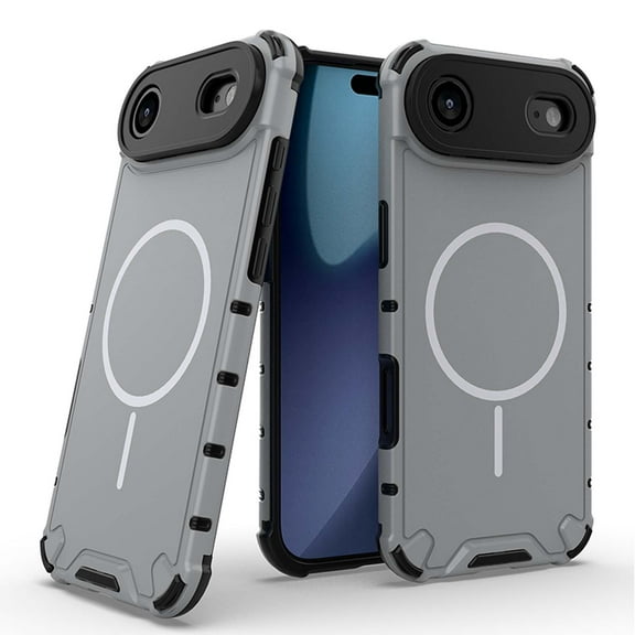 For iPhone 17 Air Magnetic Phone Case,Compatible with Mag-Safe,Dropproof Heavy Duty,Military-Grade Drop Protection,Shockproof Anti-fall Tough Rugged Phone Case Cover,Lightgray