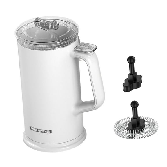 Dualoai Electric Milk Frother Large 600ml Automatic Hot and Cold Foam Maker 500W Nonstick Coating Interior Hot Chocolate Milk Steamer White