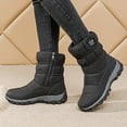 thumbnail image 5 of Tao Tao Winter Boots for Women - Warm Mid Calf Booties Waterproof Comfortable Slip On Outdoor Drawstring Fur Lined Lining Winter Shoes Black 36, 5 of 7