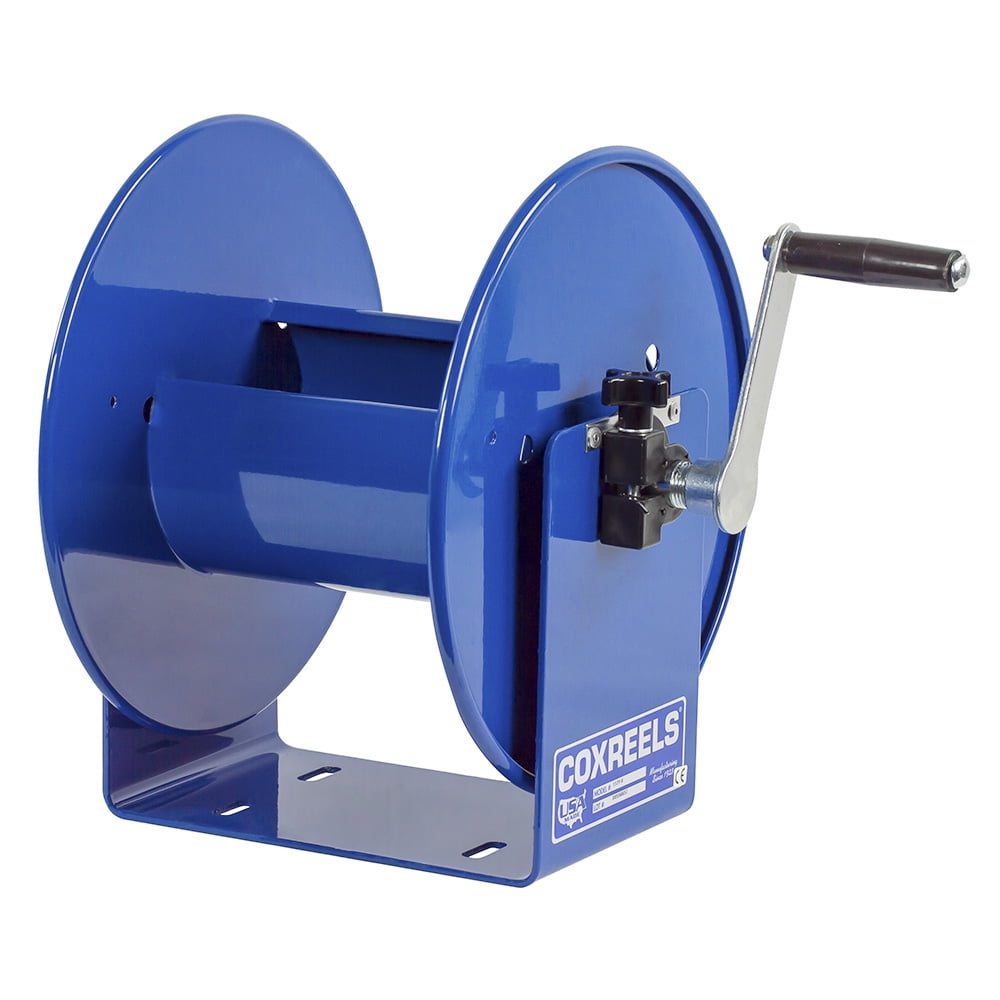 Coxreels 112Y Series Hand Crank Steel Electrical Cord Storage Hose Reel, Blue