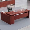 thumbnail image 2 of Wooden Study Office Desks Luxury Modern Executive Writing Office Desks Floor Keyboard Scrivania Ufficio Lavoro Room Furnitures My Lux Decor Round, 2 of 26