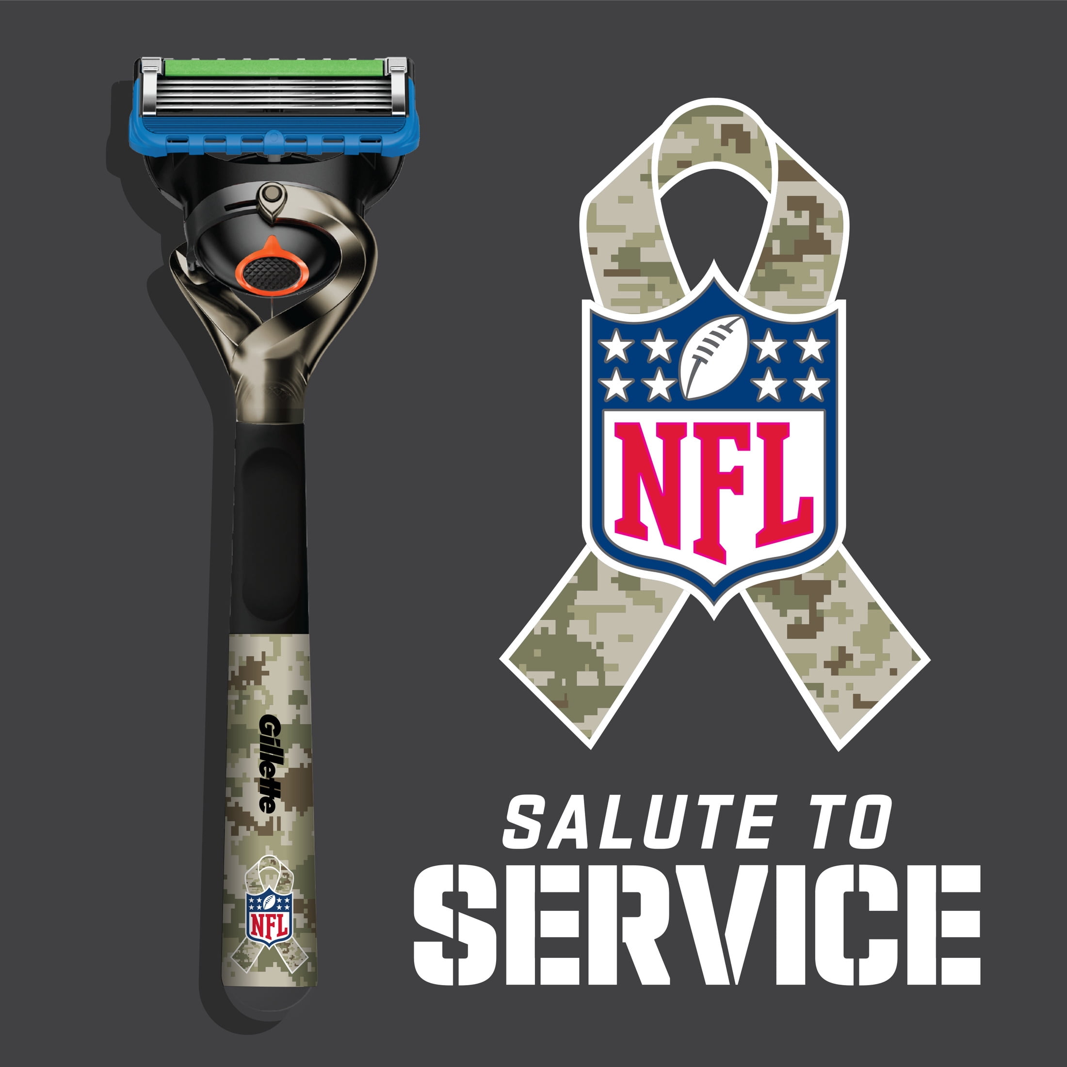 Gillette Fusion5 ProGlide Shaving Razor for Men, Salute to Service Edition,  1 Handle, 6 Blade Refills