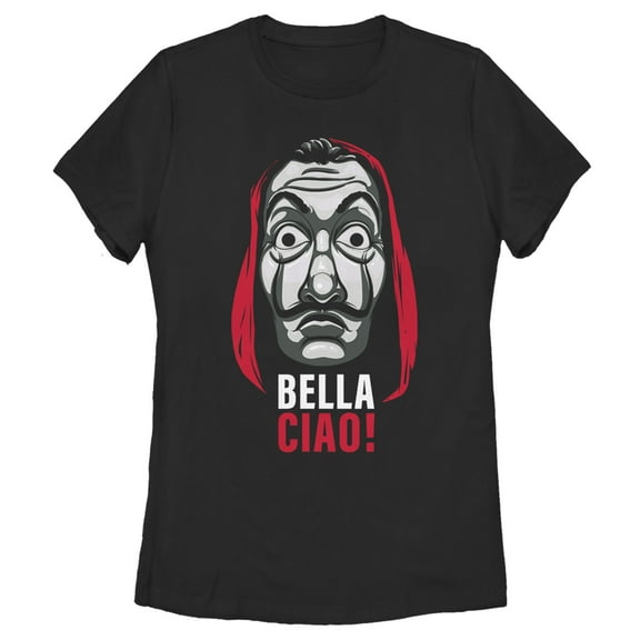 Women's Money Heist Salvador Dali Mask Graphic Tee Black 2X Large