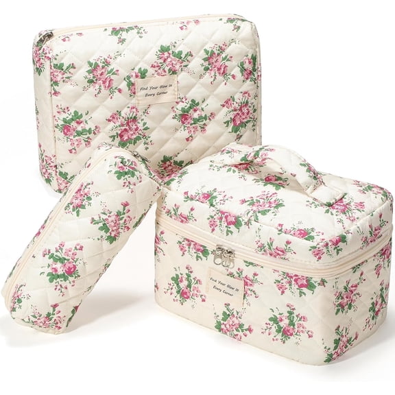 LazySpin Makeup Bag Set, Travel Cases for Women, Cute Zipper Makeup Pouch,Makeup bag organizer 3 Pcs