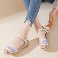 thumbnail image 6 of Summer Sloped Heel Sandals for Women Ethnic Style High Heeled Breathable Casual Dressy Footwear, 6 of 7