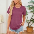 thumbnail image 2 of Shirts For Women Sevevn Womens Fashion Summer Casual Solid Short Sleeve Blouse T-Shirt Lightweight Top, 2 of 8