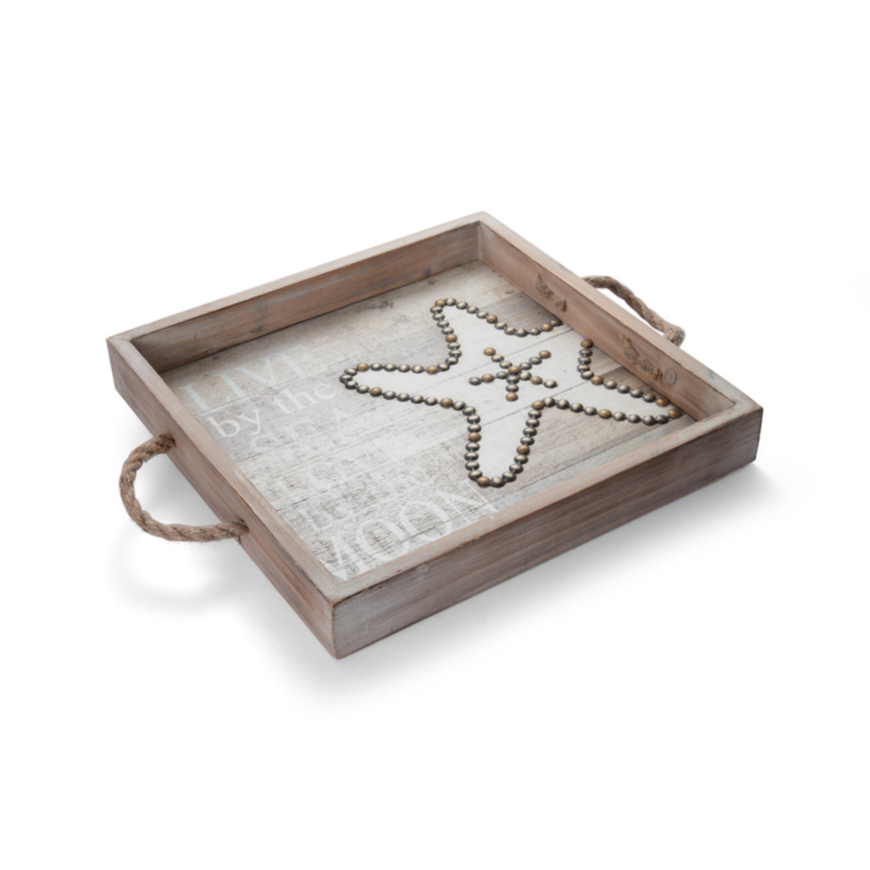 Elements Sea Star Wood Tray, 14-Inch, Assorted