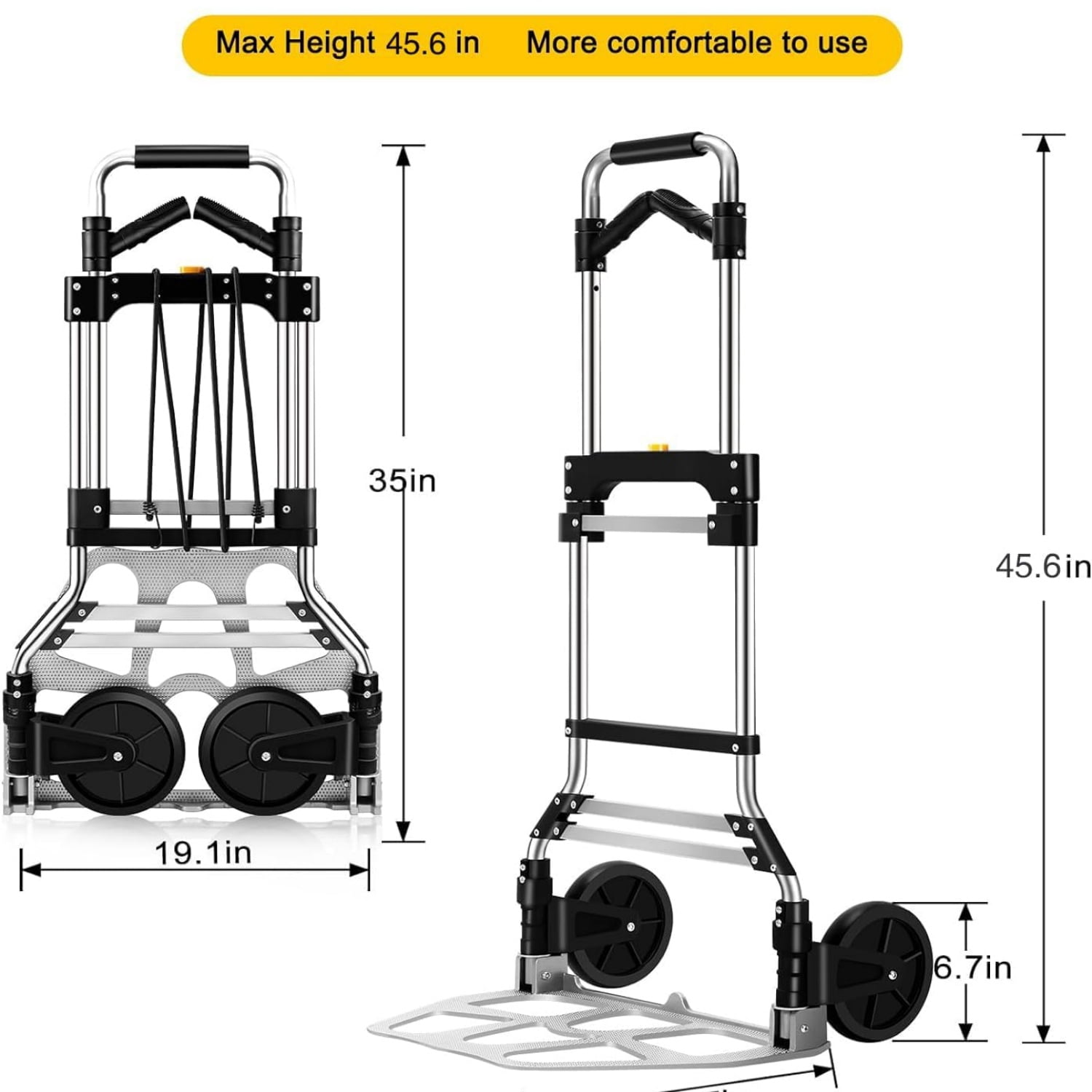 330 LB Capacity Folding Hand Truck Dolly Cart, Portable Aluminum Dolly Cart with Telescoping Handle and Rubber Wheels for Moving,Shopping,Travel,Office Use.