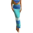thumbnail image 1 of VISgogo Falda de punto de ropa de playa para mujer, Raya / Color sólido Cintura alta Slim Fit Hollow Summer Half Dress Prenda VISgogo moda, 1 of 9