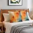 thumbnail image 6 of Orange Blue Teal Pillow Covers 16x16 Set of 2, Contemporary Simple Ombre Throw Pillow Covers Decorative Couch Cushion Cover, Microfiber Soft Square Pillowcases for Bedroom Living Room Sofa, 6 of 9